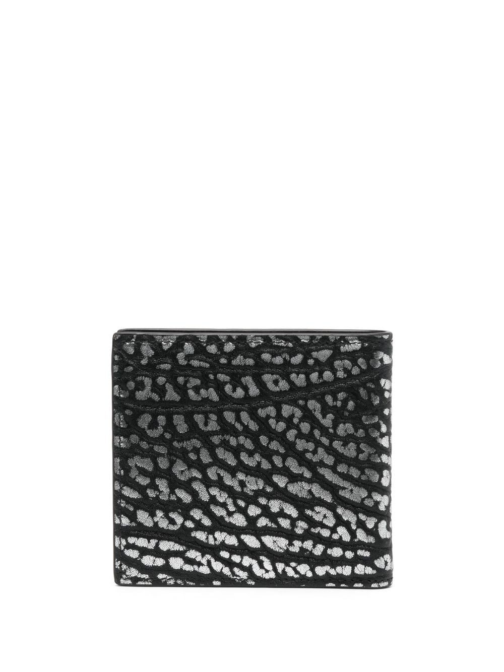 Alexander McQueen leopard-print leather wallet - Zwart