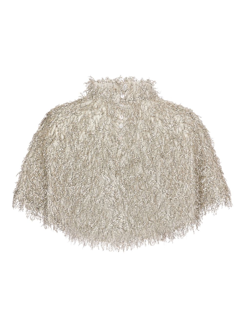 Shop Unreal Fur Bon High-neck Cropped Cape In Neutrals