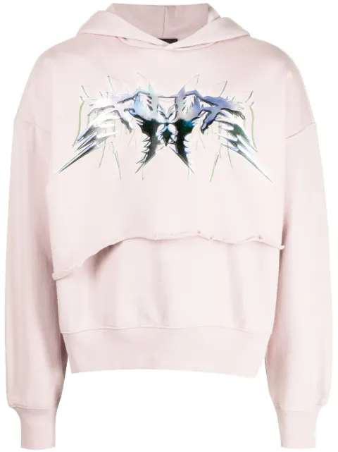 We11done logo-patch cotton hoodie