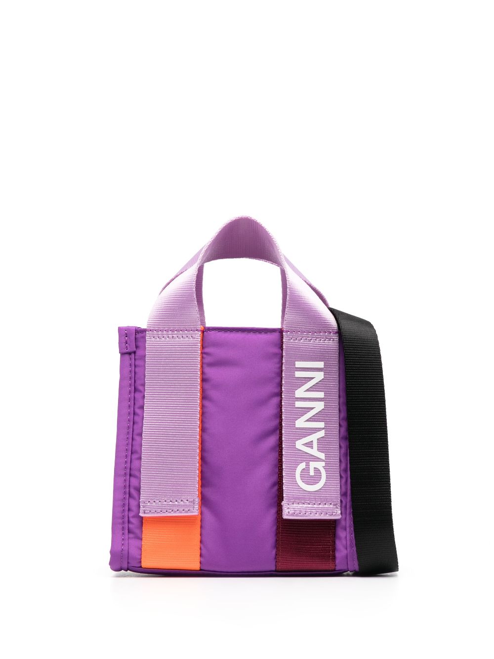 Ganni Tech Logo-strap Tote Bag In Purple
