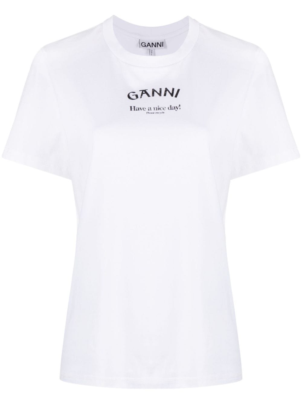 Ganni Logo-print Organic Cotton T-shirt In White