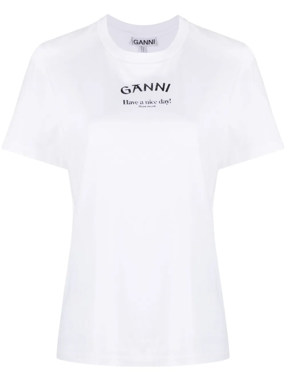 Shop Ganni Logo-print Organic Cotton T-shirt In White