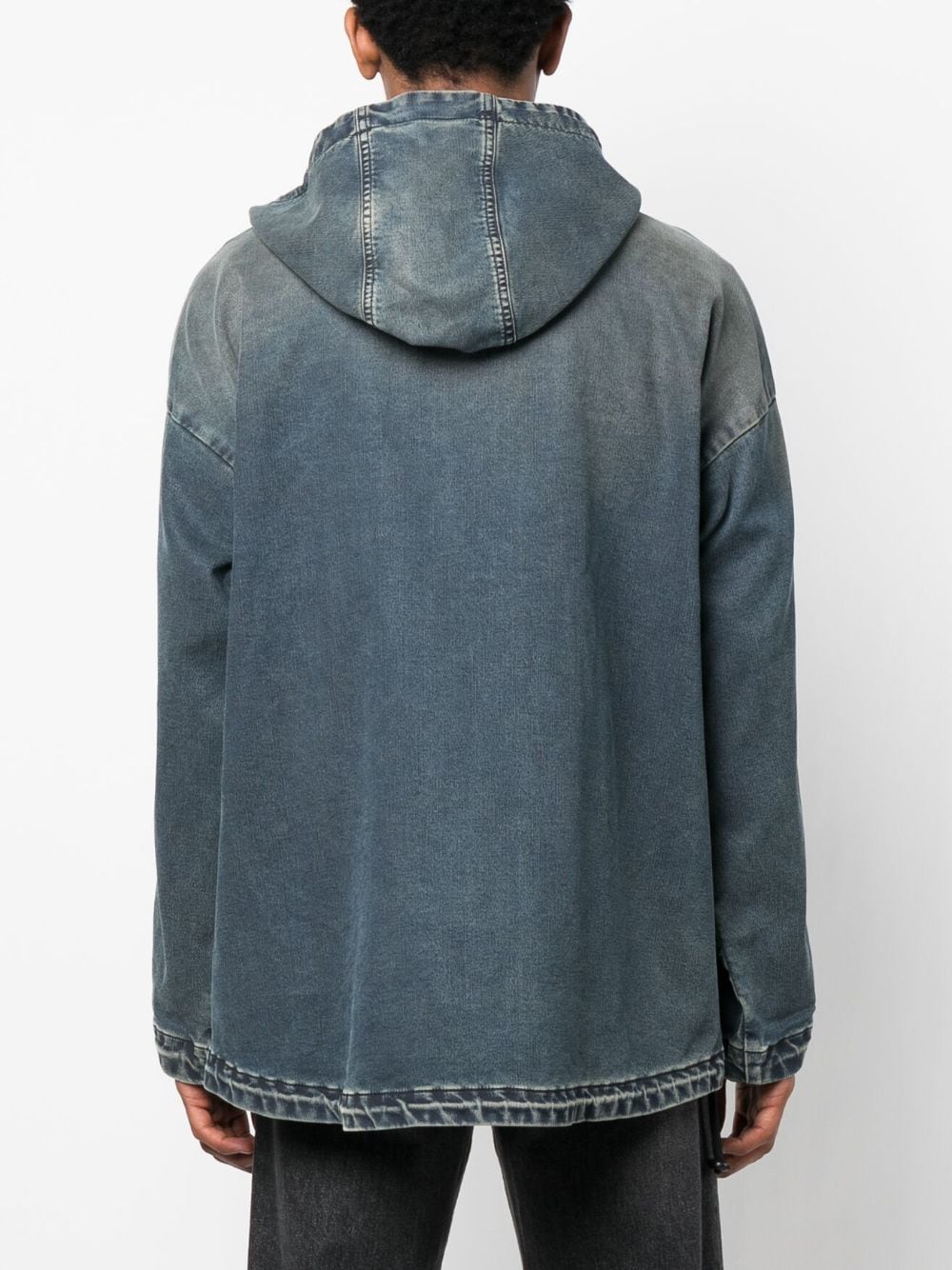 Shop Diesel D-hennes Hooded Denim Jacket In Blue