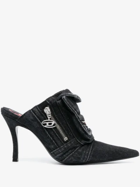 Diesel mules de mezclilla D-venus Pocket con tacón de 100mm