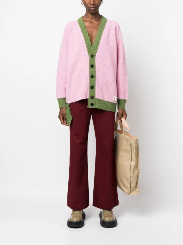 Marni ダメージ Vネックカーディガン | ピンク | FARFETCH JP