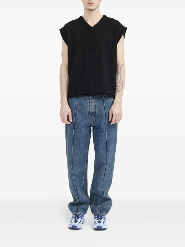 MM6 Maison Margiela numbers-motif V-neck Vest | Black | FARFETCH