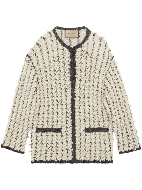 Gucci pearl-detail cotton cardigan