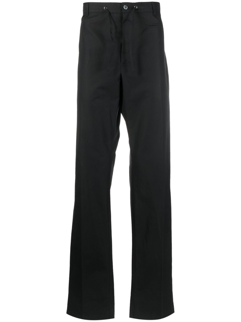 Shop Alexander Mcqueen Drawstring-waist Straight-leg Trousers In Black