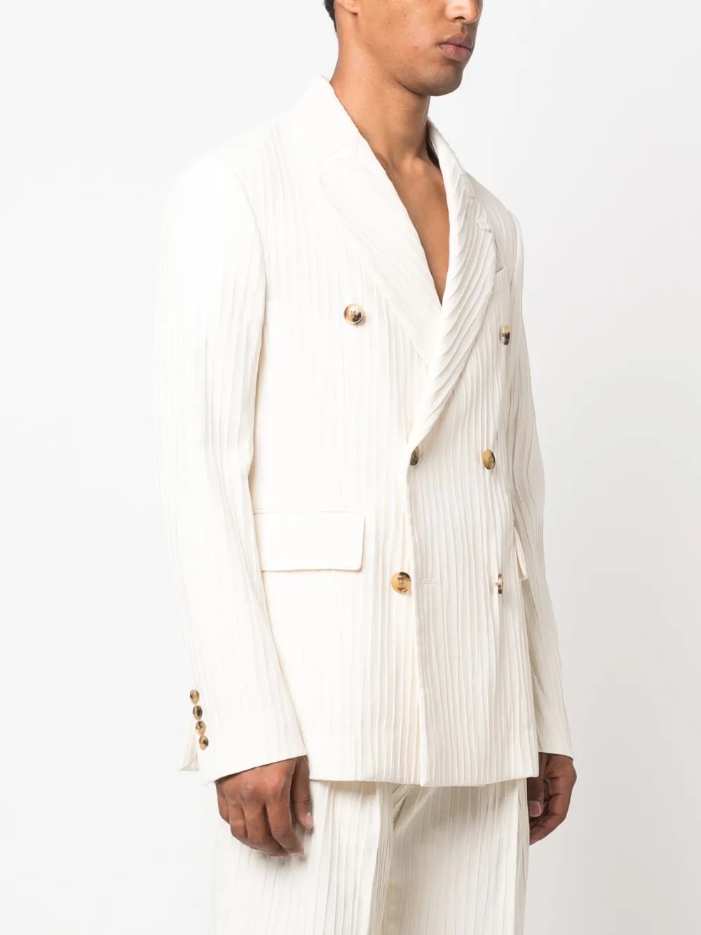 Amiri Striped Double Breasted Blazer White Farfetch