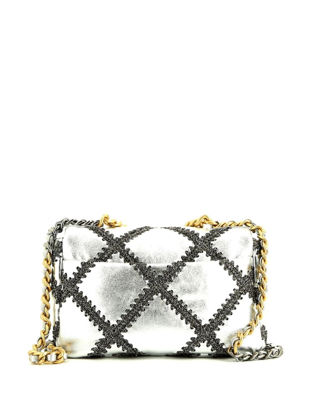 CHANEL Pre-Owned Chanel 19 crochet-knit two-way bag - Zilver