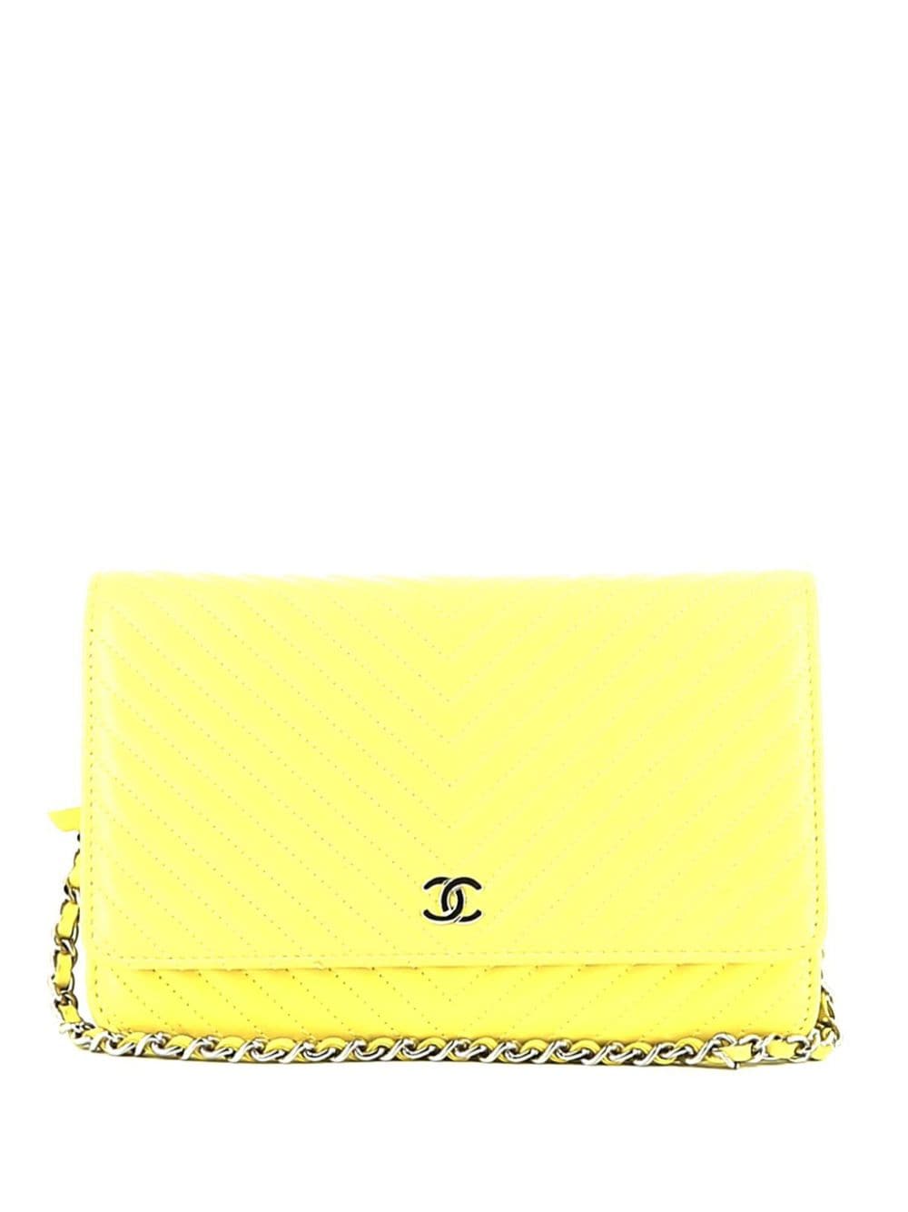 Pre-owned Chanel 2016 Wallet-on-chain Leather Shoulder Bag In Yellow