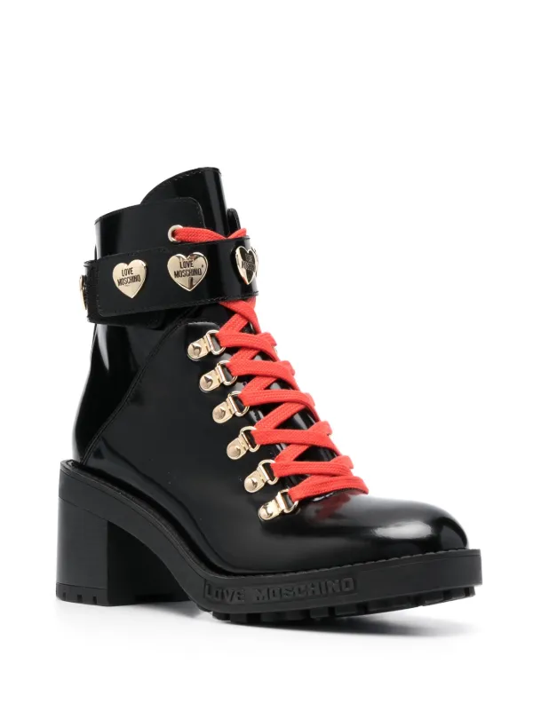 Gucci black boots best sale red laces