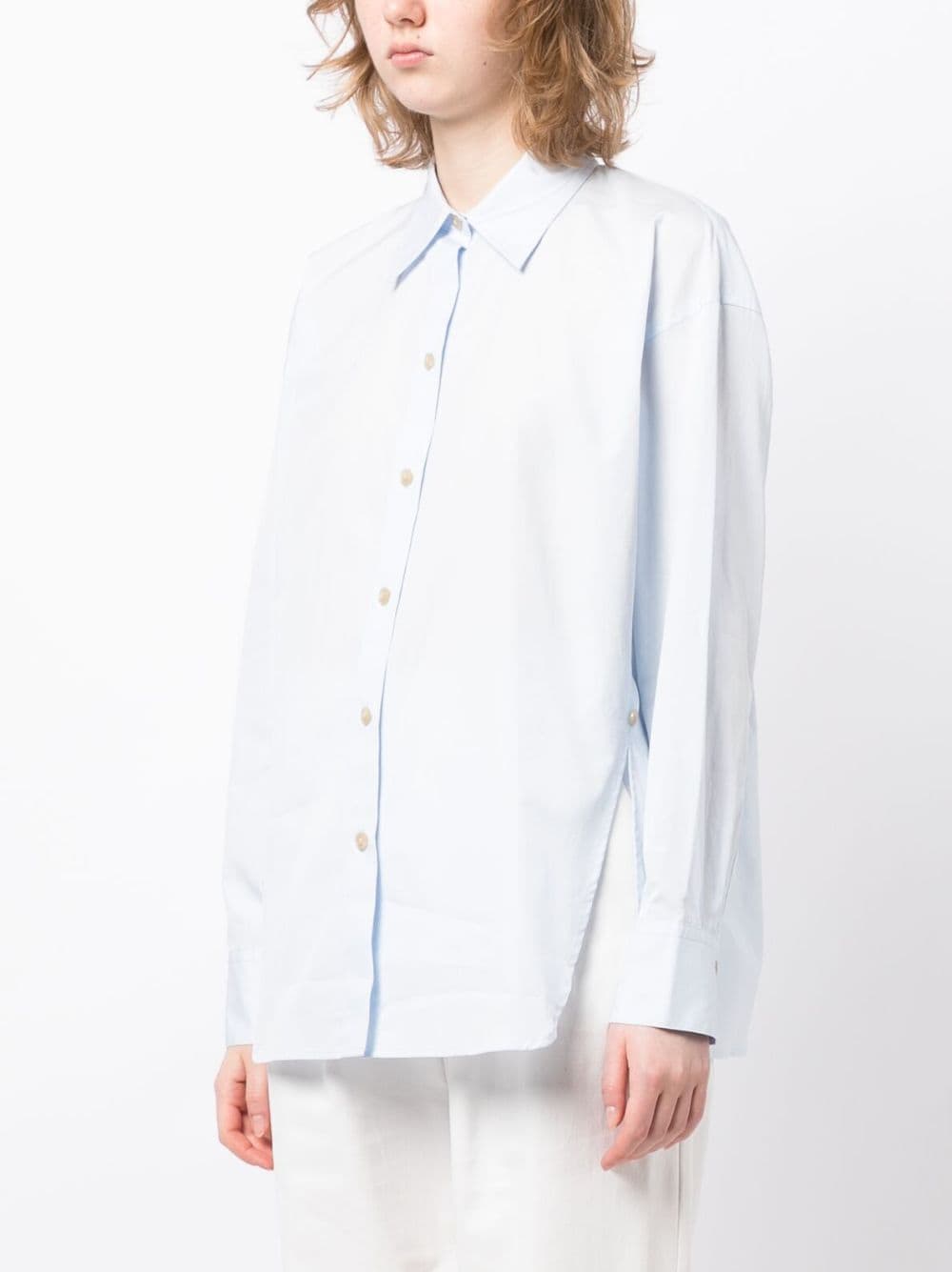 Shop Vince Long-sleeved Cotton Shirt In Blue