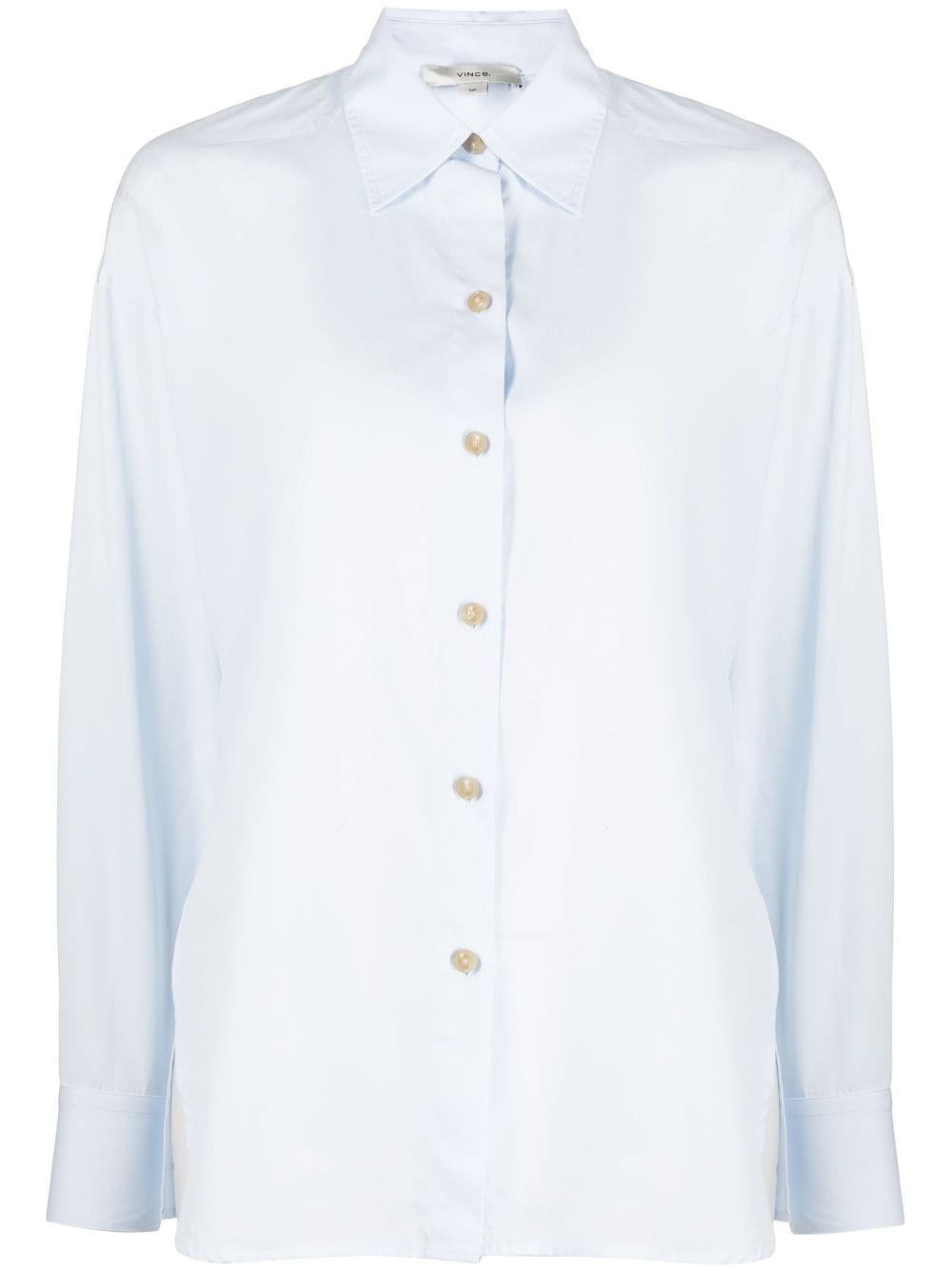 Shop Vince Long-sleeved Cotton Shirt In Blue
