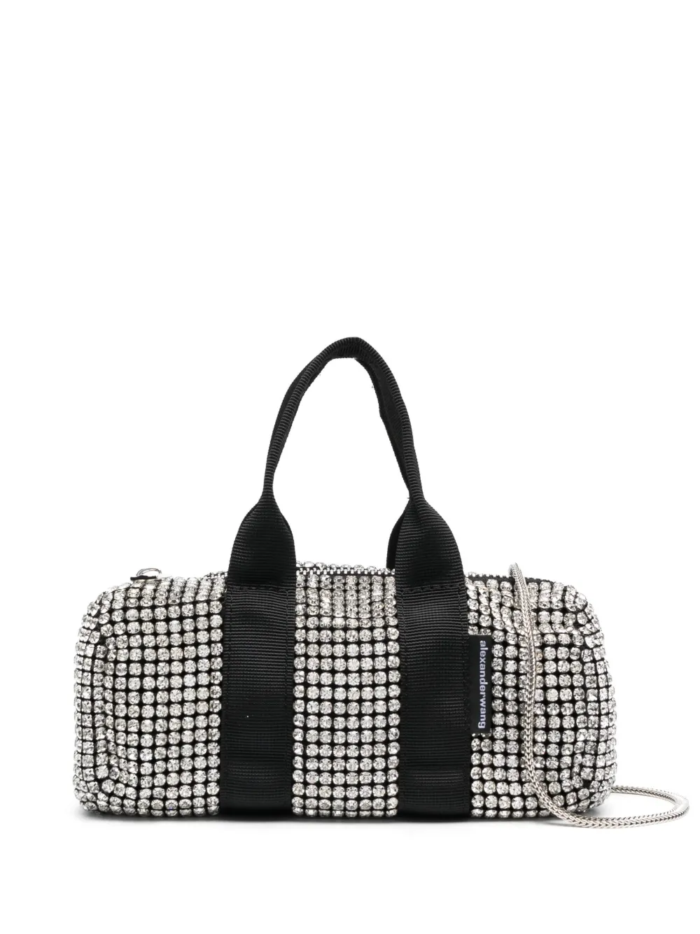 Pre-owned Alexander Wang Mini Cruiser Crystal Duffle Bag In Silver