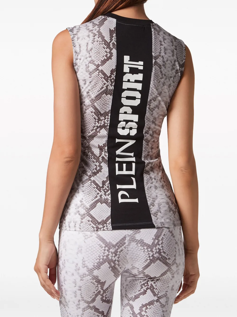 Plein Sport Tanktop met slangenhuidprint Beige