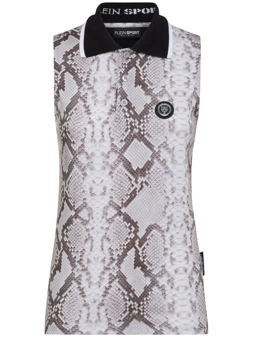 Plein Sport Snakeskin-print Cotton Tank Top In Neutrals