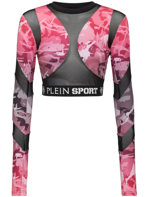 Plein Sport camouflage-print long-sleeved top