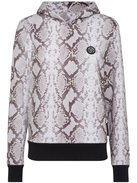 Plein Sport Tiger logo-patch python-print hoodie