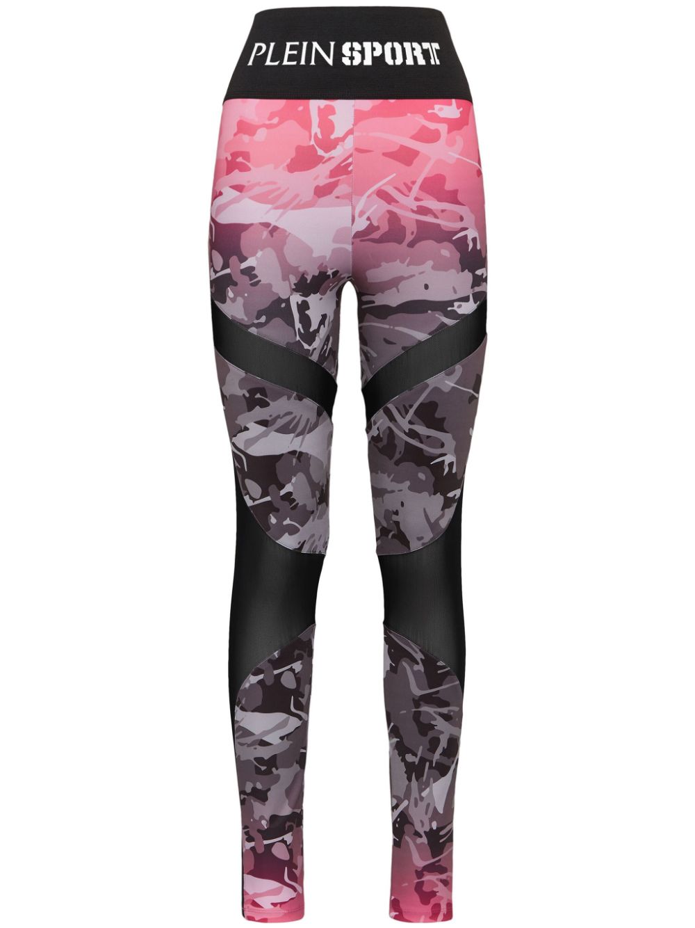 Plein Sport Camouflage-print High-waisted Leggings In Rosa