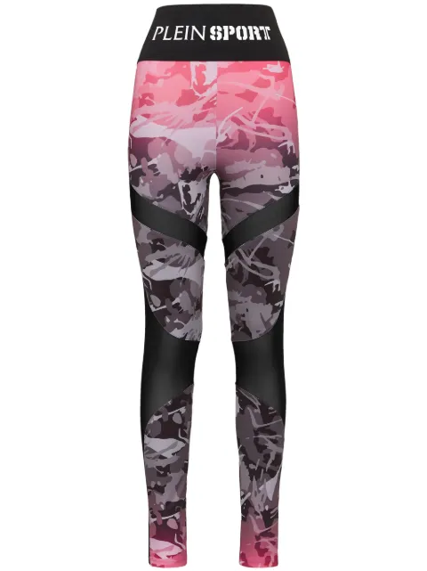 Plein Sport camouflage-print high-waisted leggings