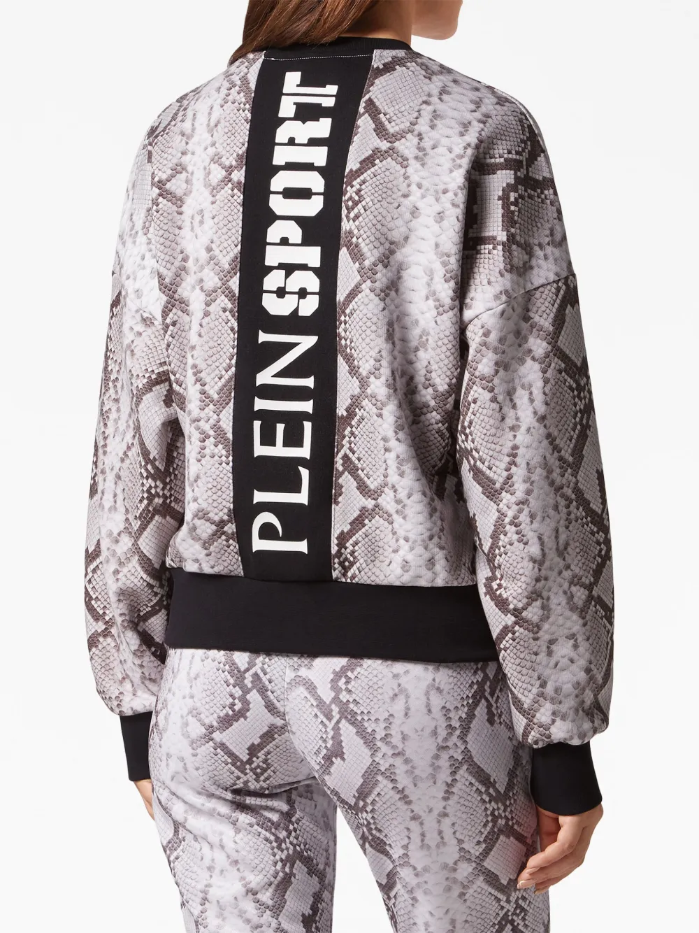 Shop Plein Sport Python-print Long-sleeved Sweatshirt In Grau