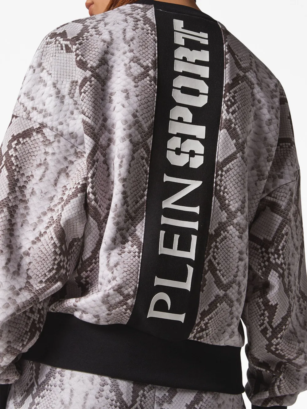 Shop Plein Sport Python-print Long-sleeved Sweatshirt In Grau