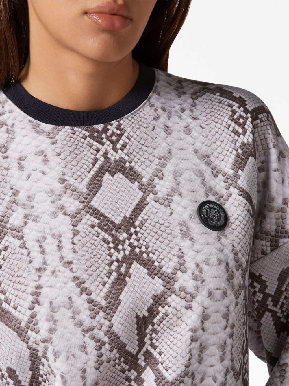 Shop Plein Sport Python-print Long-sleeved Sweatshirt In Grau