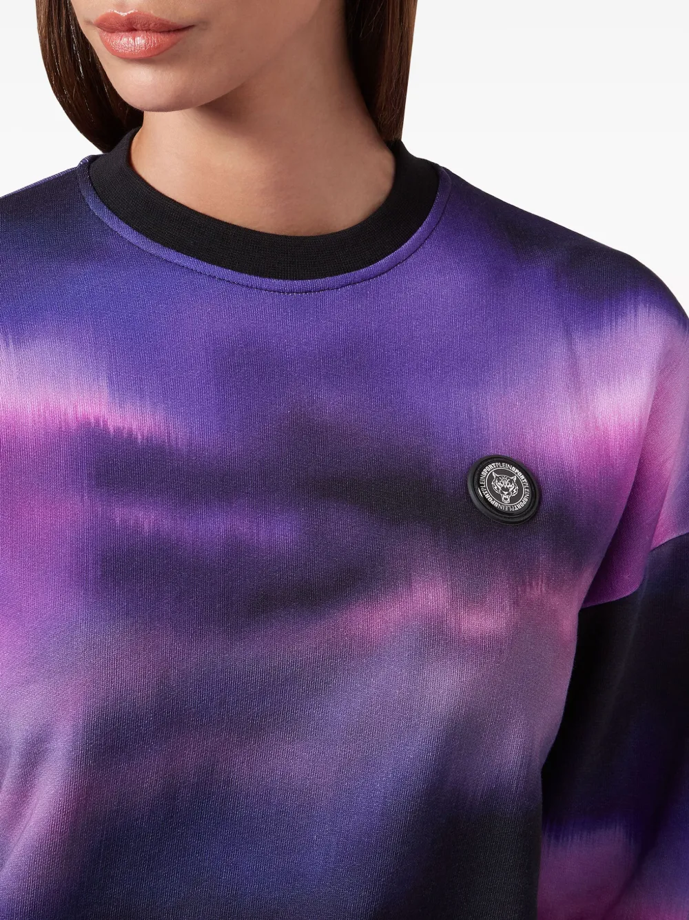 Shop Plein Sport Tie-dye Print Logo-patch Sweatshirt In Purple