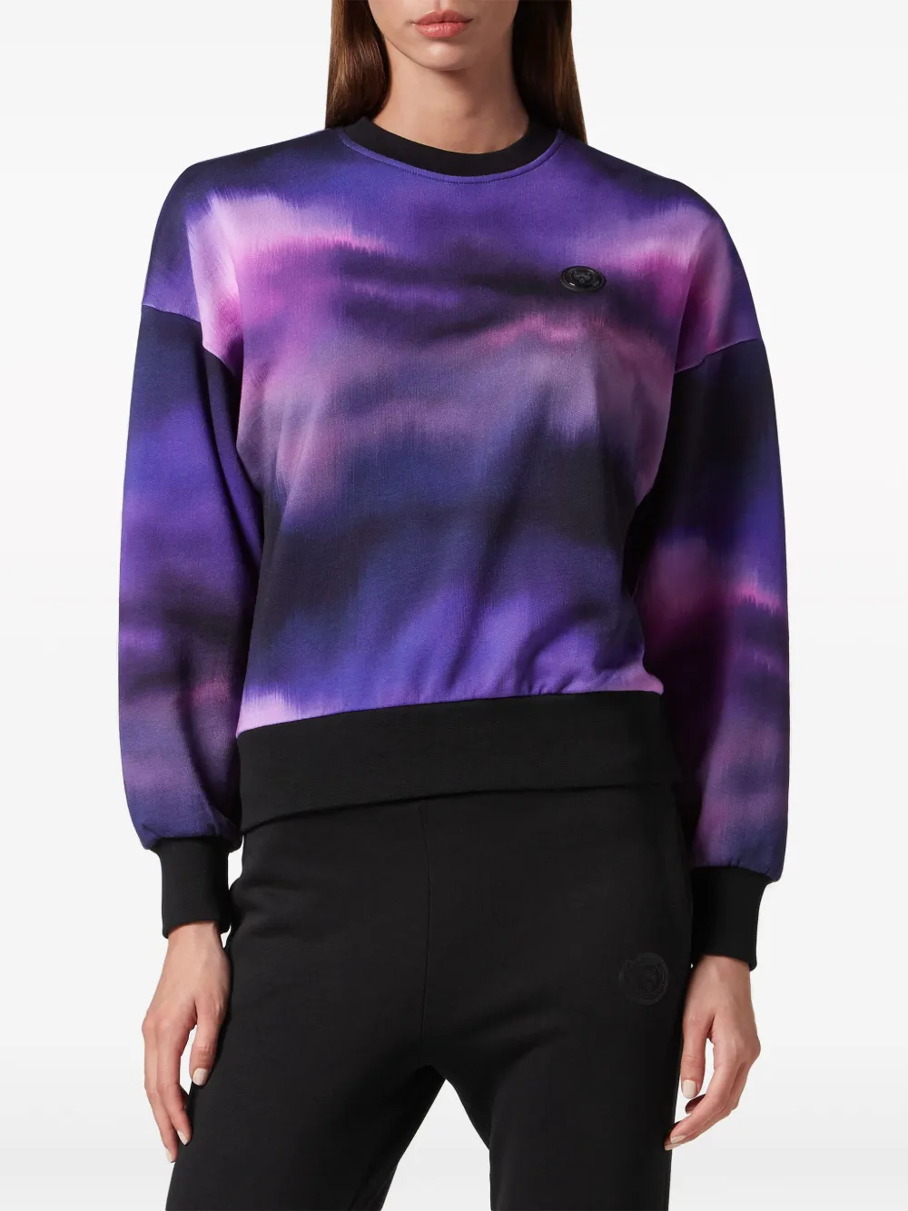 Shop Plein Sport Tie-dye Print Logo-patch Sweatshirt In Purple