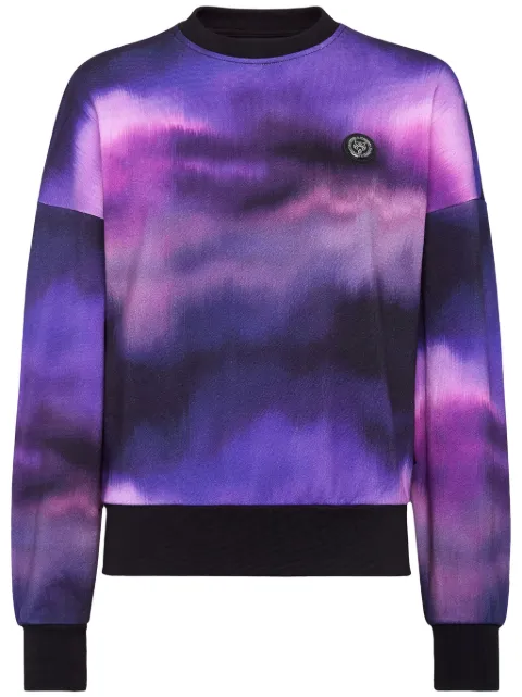 Plein Sport tie-dye print logo-patch sweatshirt