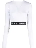 Plein Sport logo-print stretch-design top - White