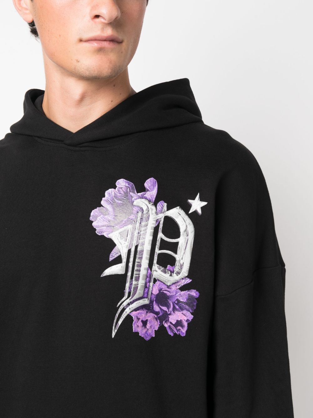 Philipp Plein Flowers logo-print cotton hoodie Men