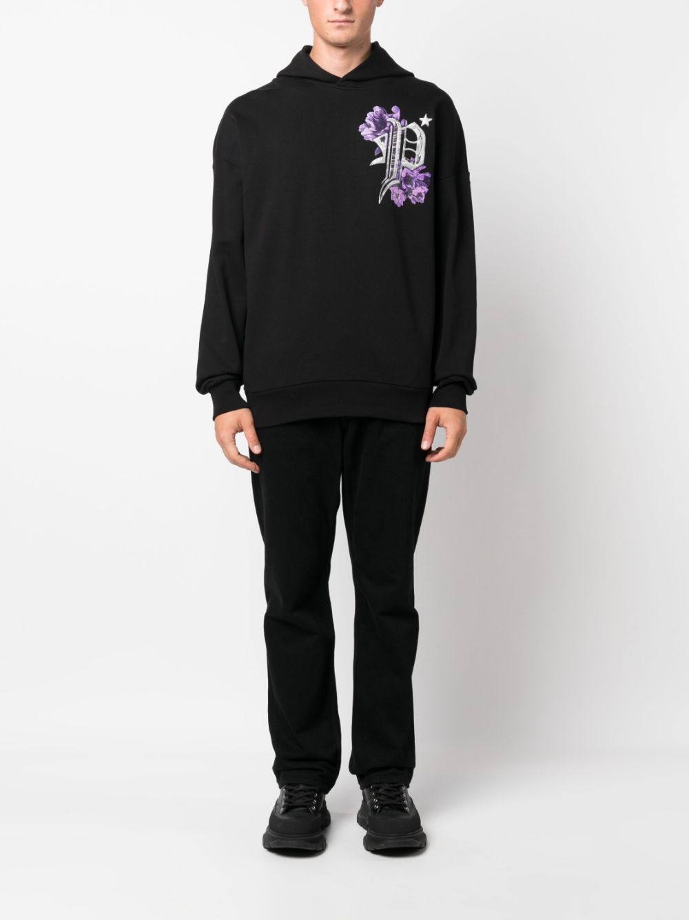 Philipp Plein Flowers logo-print cotton hoodie Men