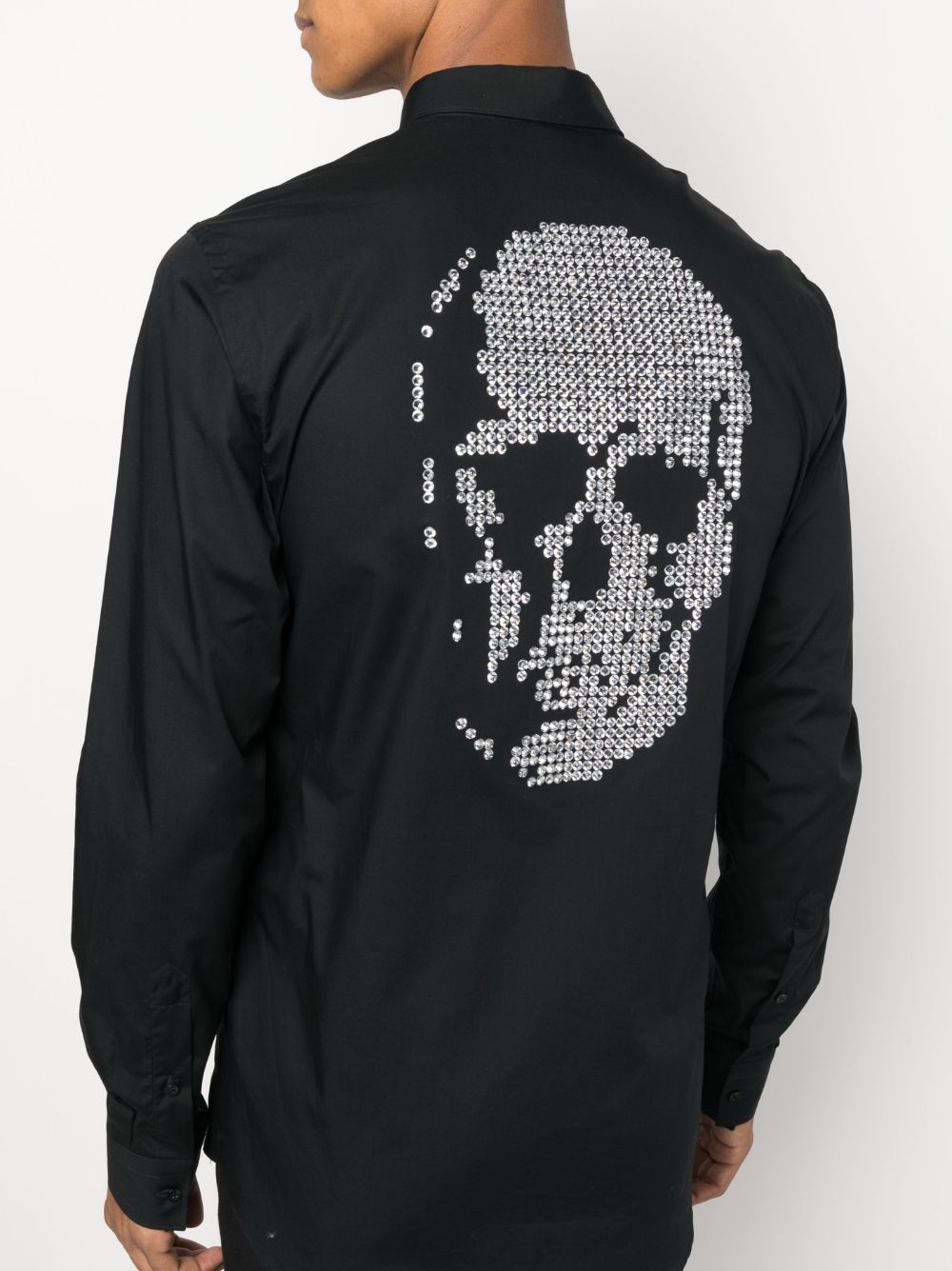 Shop Philipp Plein Sugar Daddy Embellished-skull Shirt In Black