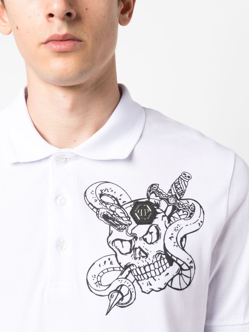 Affordable Philipp Plein Snake cotton polo shirt Men