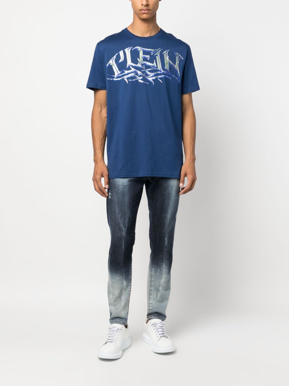 Philipp Plein T-shirt met logoprint - Blauw