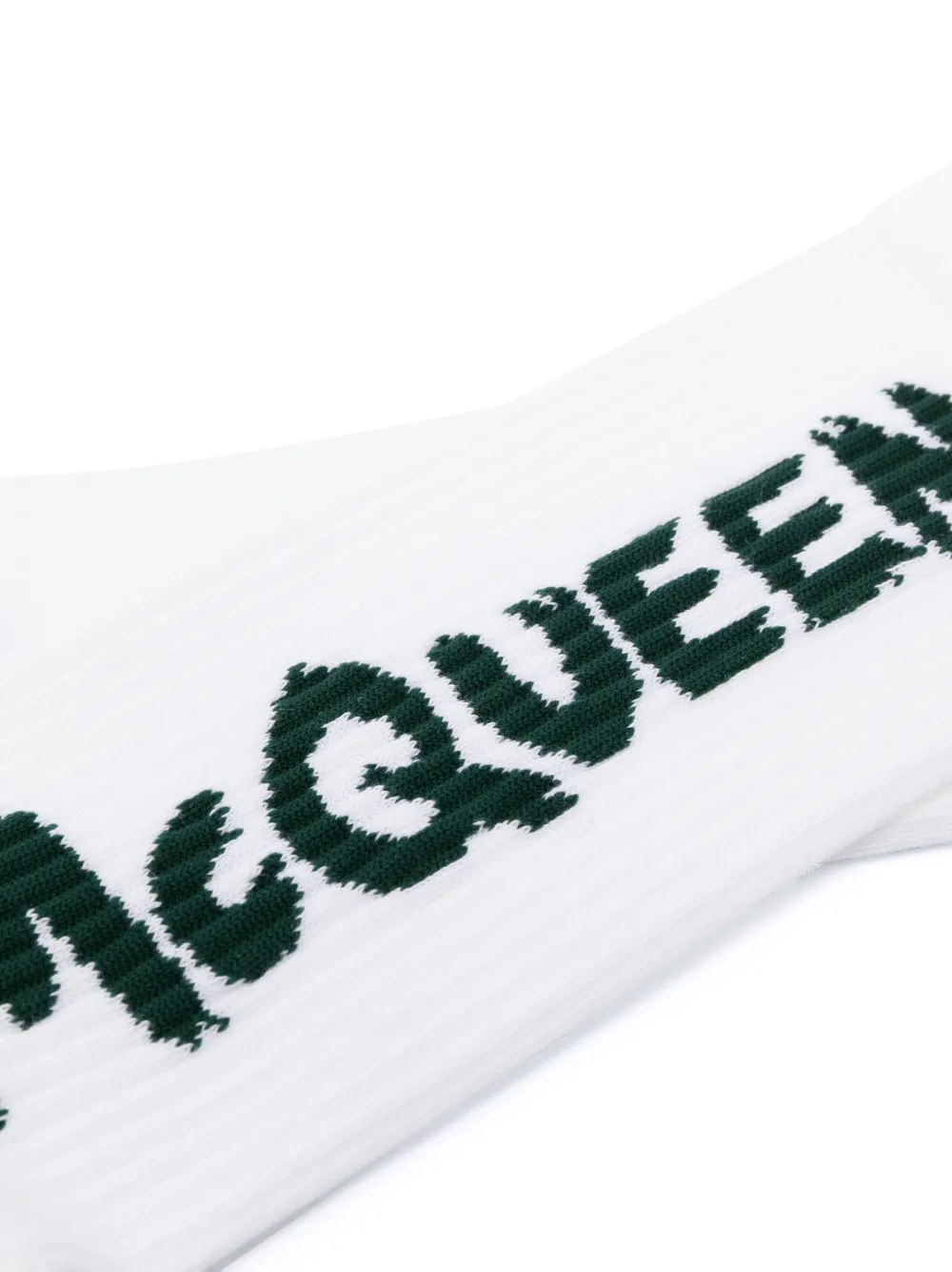 Shop Alexander Mcqueen Intarsia Knit-logo Socks In White