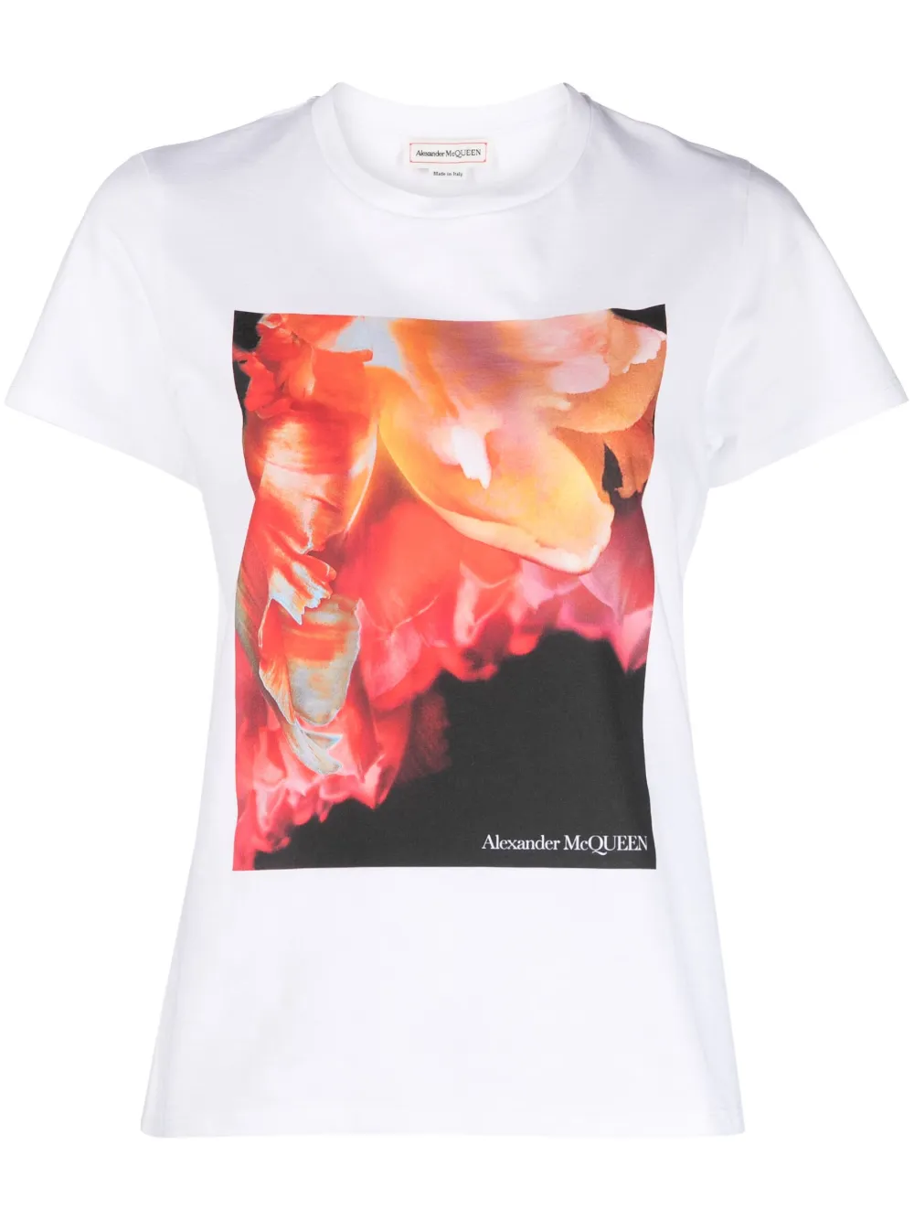 Alexander Mcqueen Print Cotton T-shirt In White