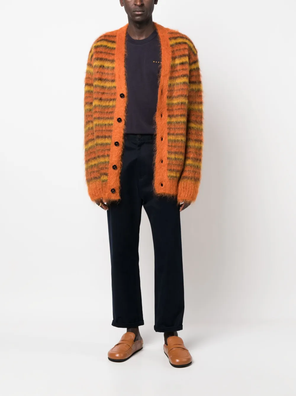 Marni striped V-neck cardigan - Oranje