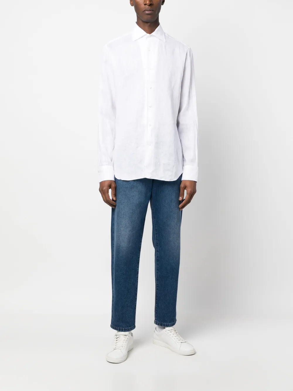 D4.0 long-sleeve linen shirt - Wit