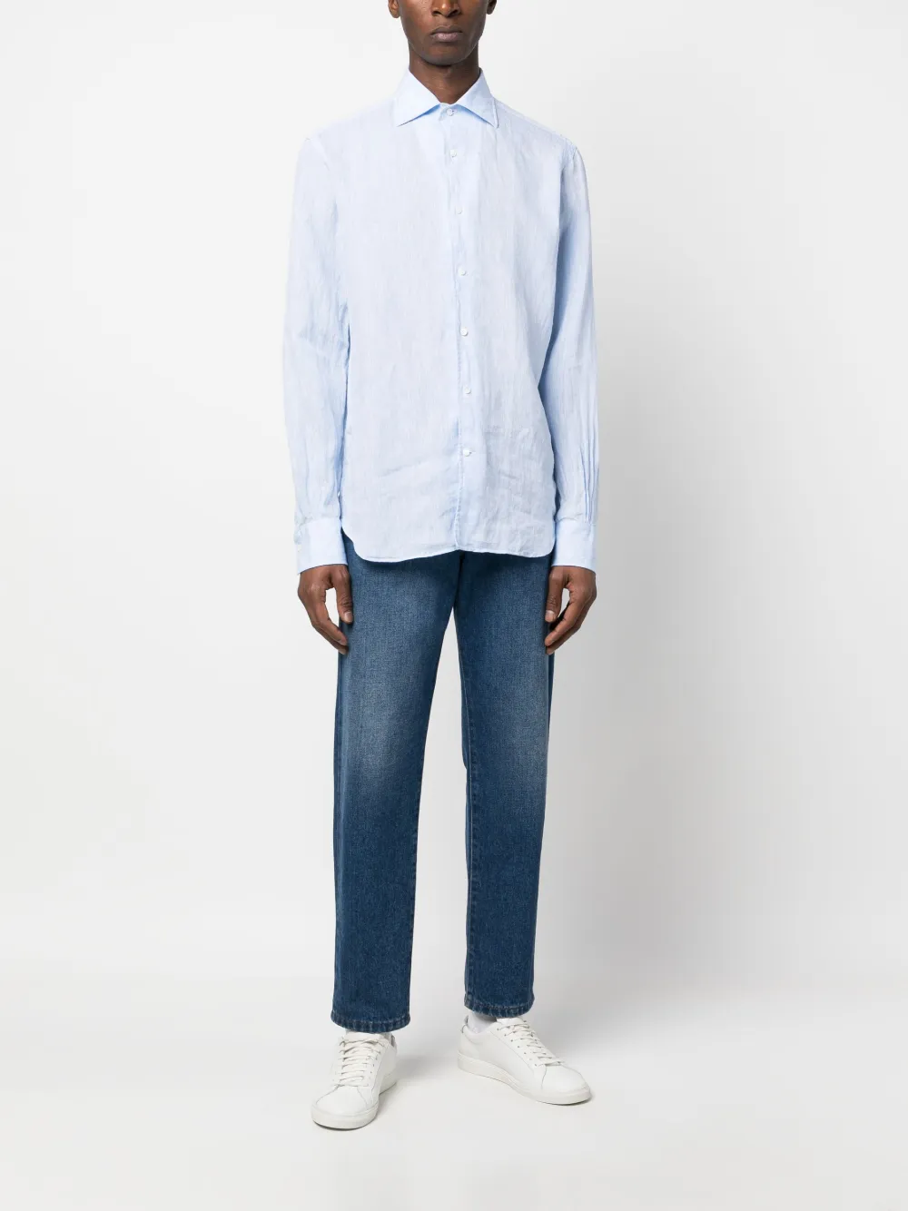 D4.0 button-up linen shirt - Blauw