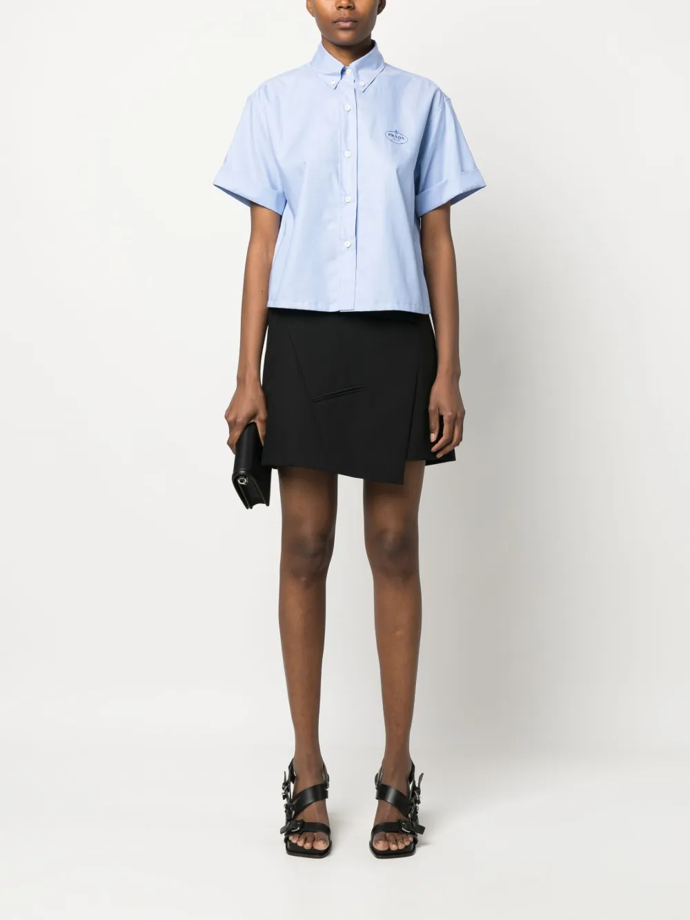 Prada cropped short-sleeved shirt - Blauw