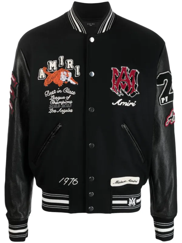 logo-patch varsity jacket in black