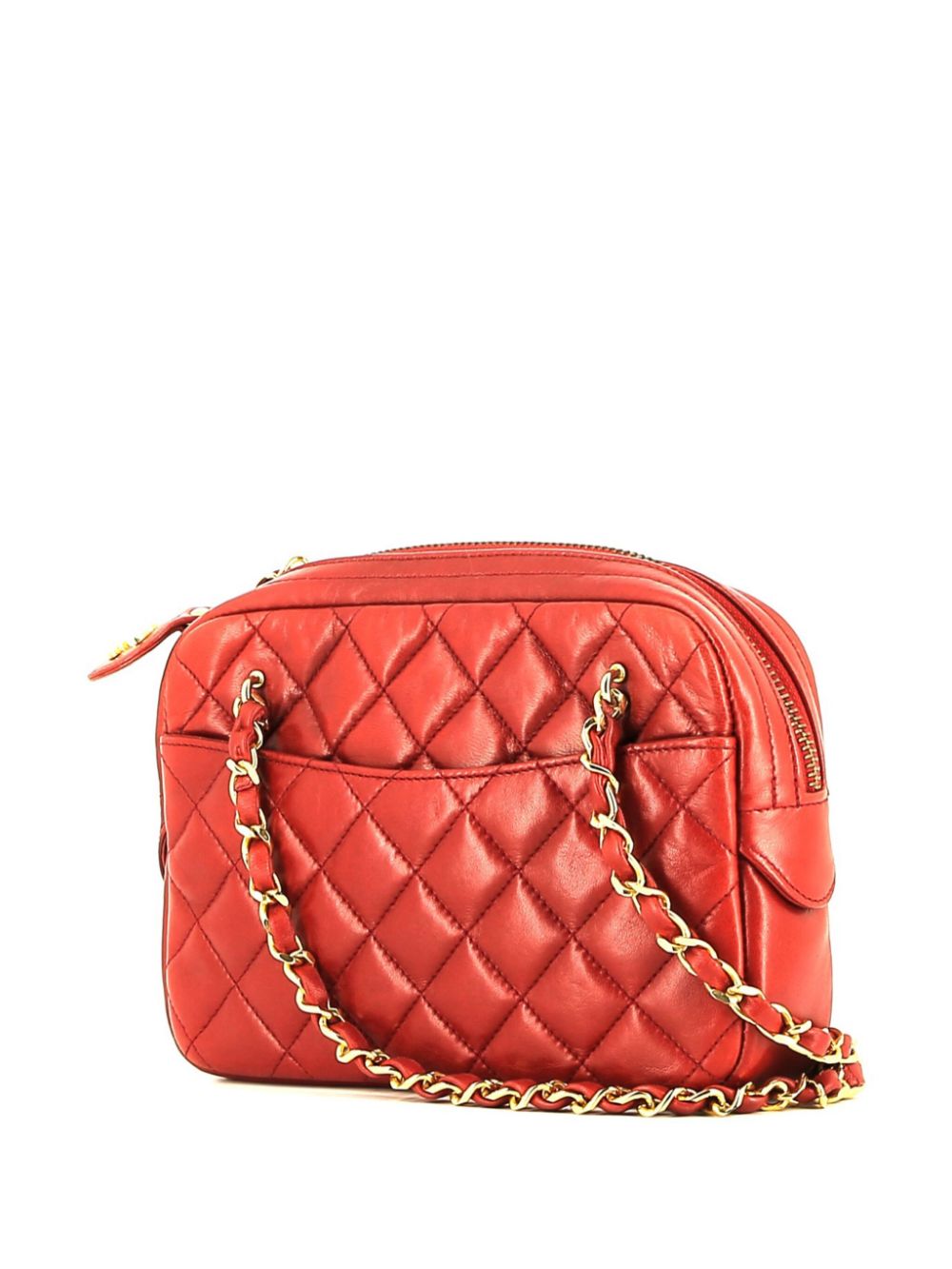 CHANEL diamond-quilted logo pull-tab camera bag Women