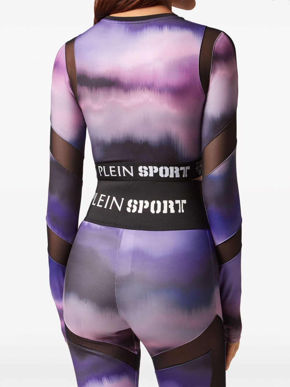 Shop Plein Sport Abstract-print Long-sleeved Top In Violett