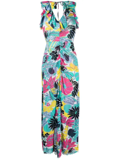DVF Diane von Furstenberg vestido con estampado floral y volantes