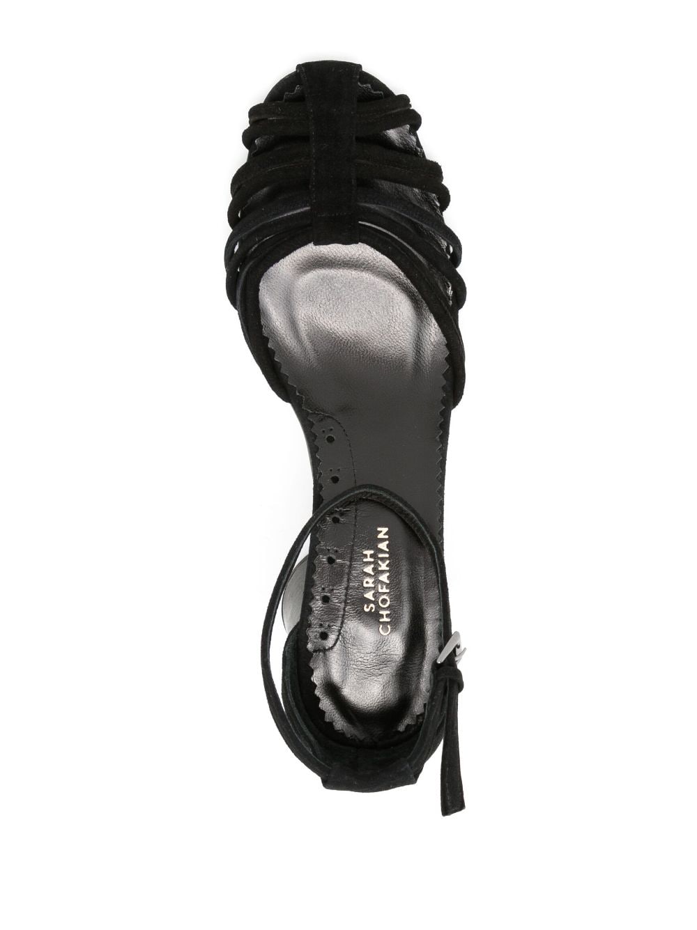 Shop Sarah Chofakian Cyril 65mm Caged Sandals In Black