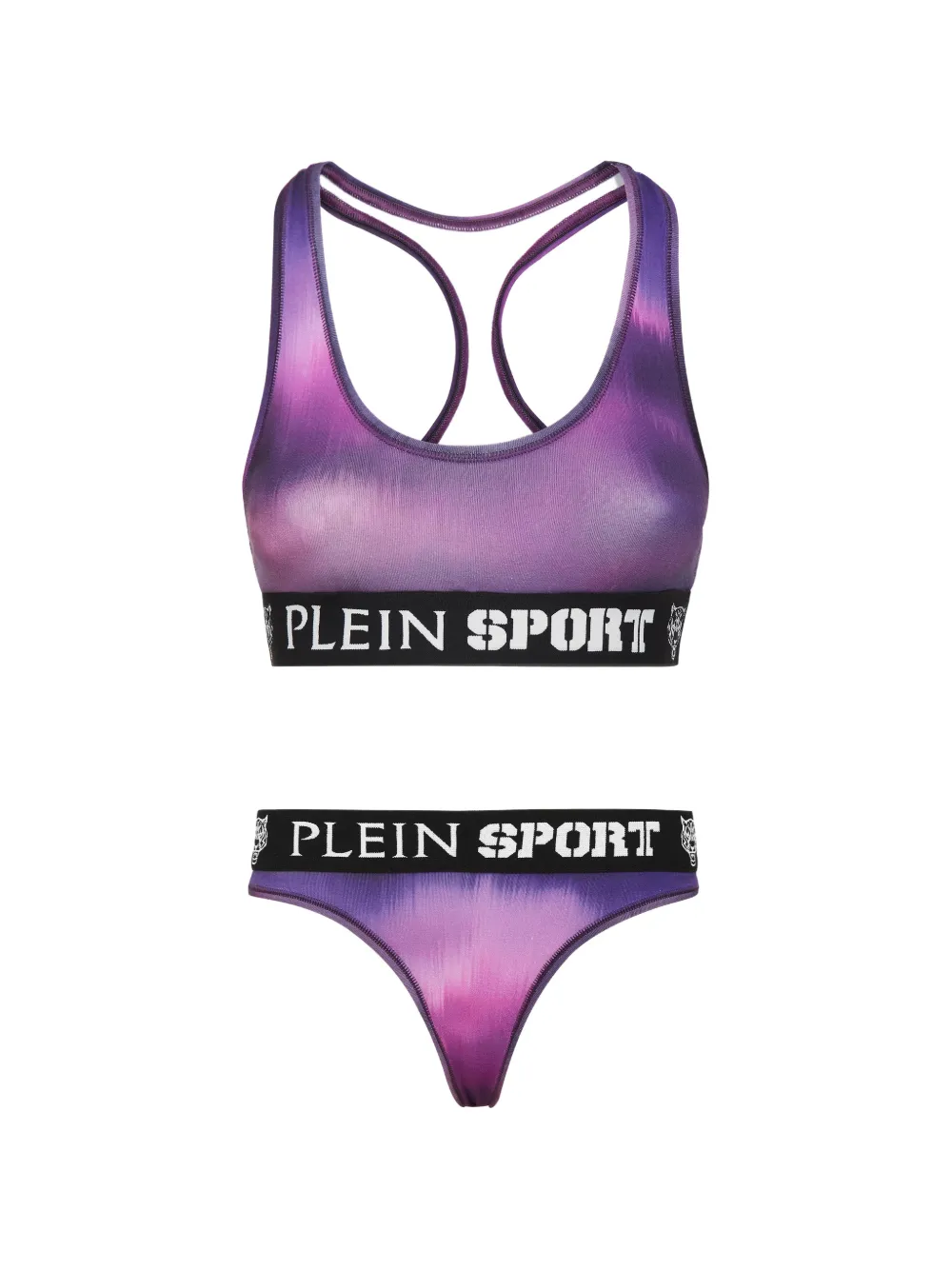 Plein Sport logo-tape racerback lingerie set - Viola