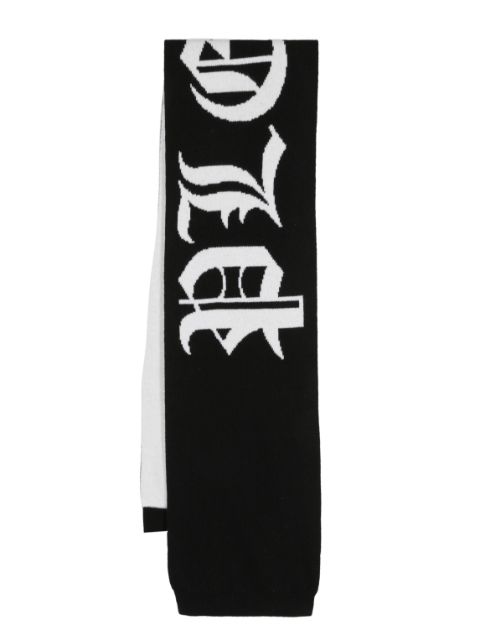 Philipp Plein Gothic Plein intarsia knit-logo scarf